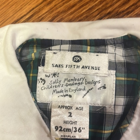 Saks Fifth Avenue Girl’s Plaid Top Navy Shorts Set Size 2 - Picture 4 of 10